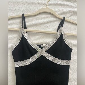 Black and white lace tank top from Garage